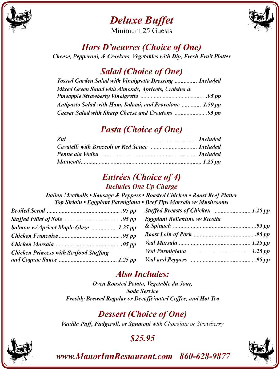 Deluxe Buffet Package, Manor Inn Restaurant